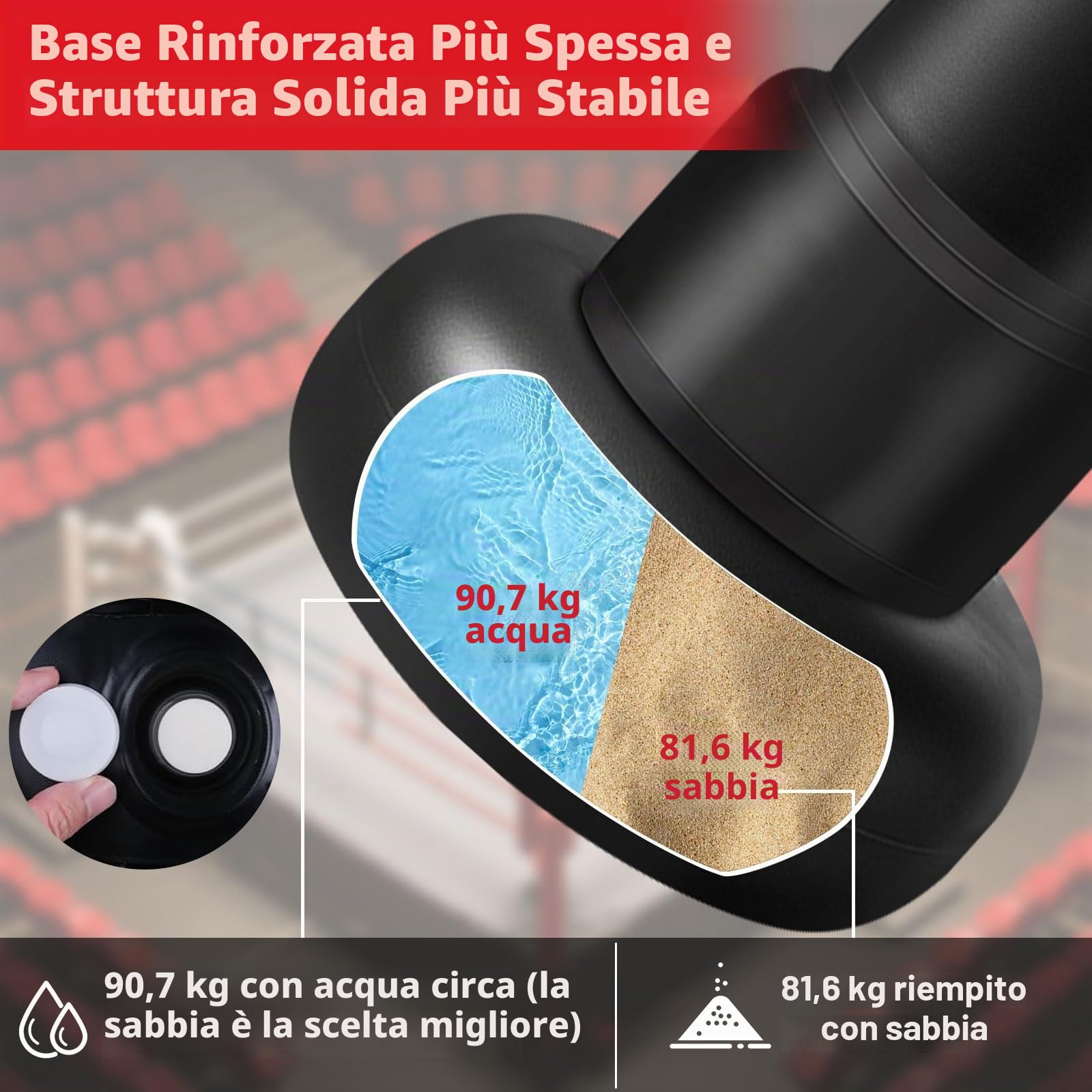 Qoosea Sacco da Boxe per Adulti, Stabile Pungiball Adulti Gonfiabile con Guantoni da Boxe, Sacchi da Boxe Gonfiabile per Pratica di Taekwondo Muay Thai Karate MMA Fitness