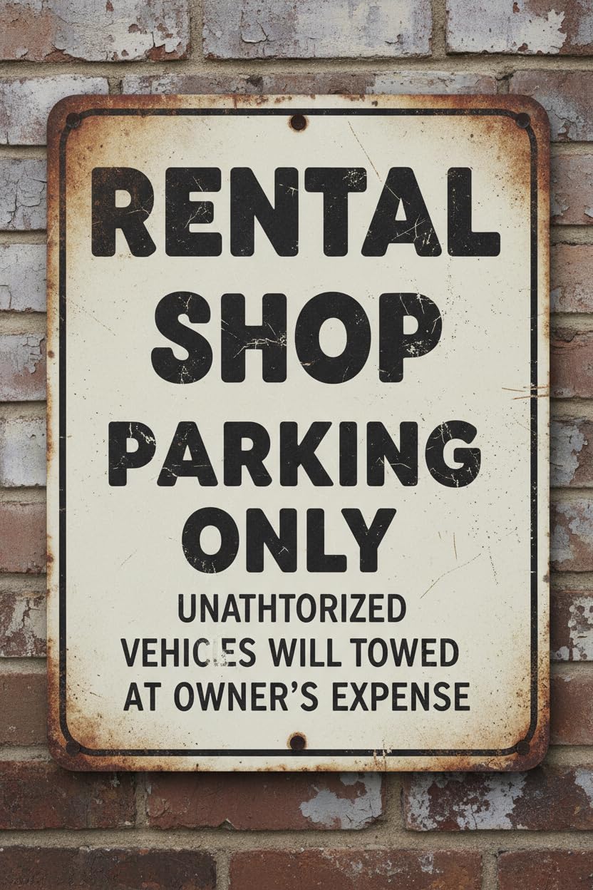 Rental Shop Parking Tin Sign, 8x12 Inch