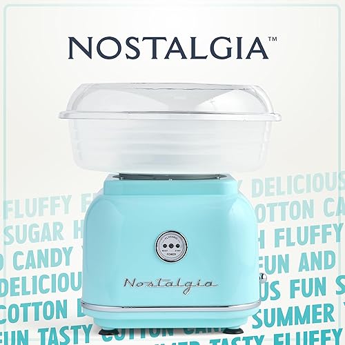Miniatura 7 de Nostalgia - Máquina clásica de algodón de azúcar para encimera, manual, fabricante de caramelos retro vintage incluye 2 conos reutilizables y Agua