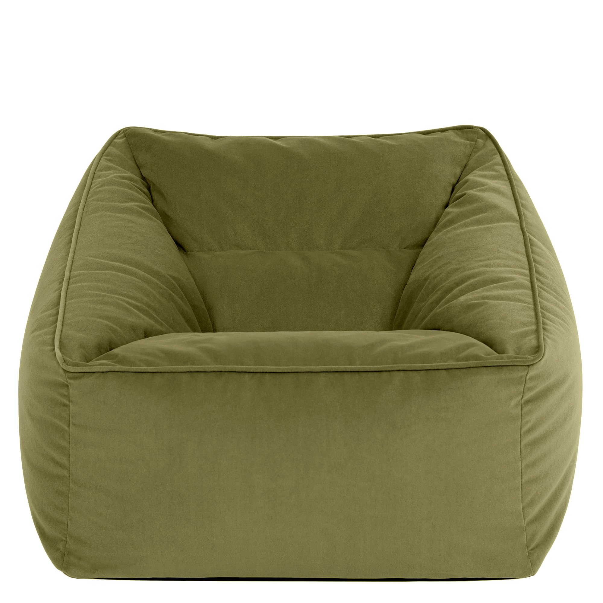icon Natalia Velvet Bean Bag Chair with Filling Included, Green | Made in the UK, Adult Beanbag, Comfy Chair, Armchair, Plush Velvet Fabric, Floor Chair for Living Room or Bedroom
