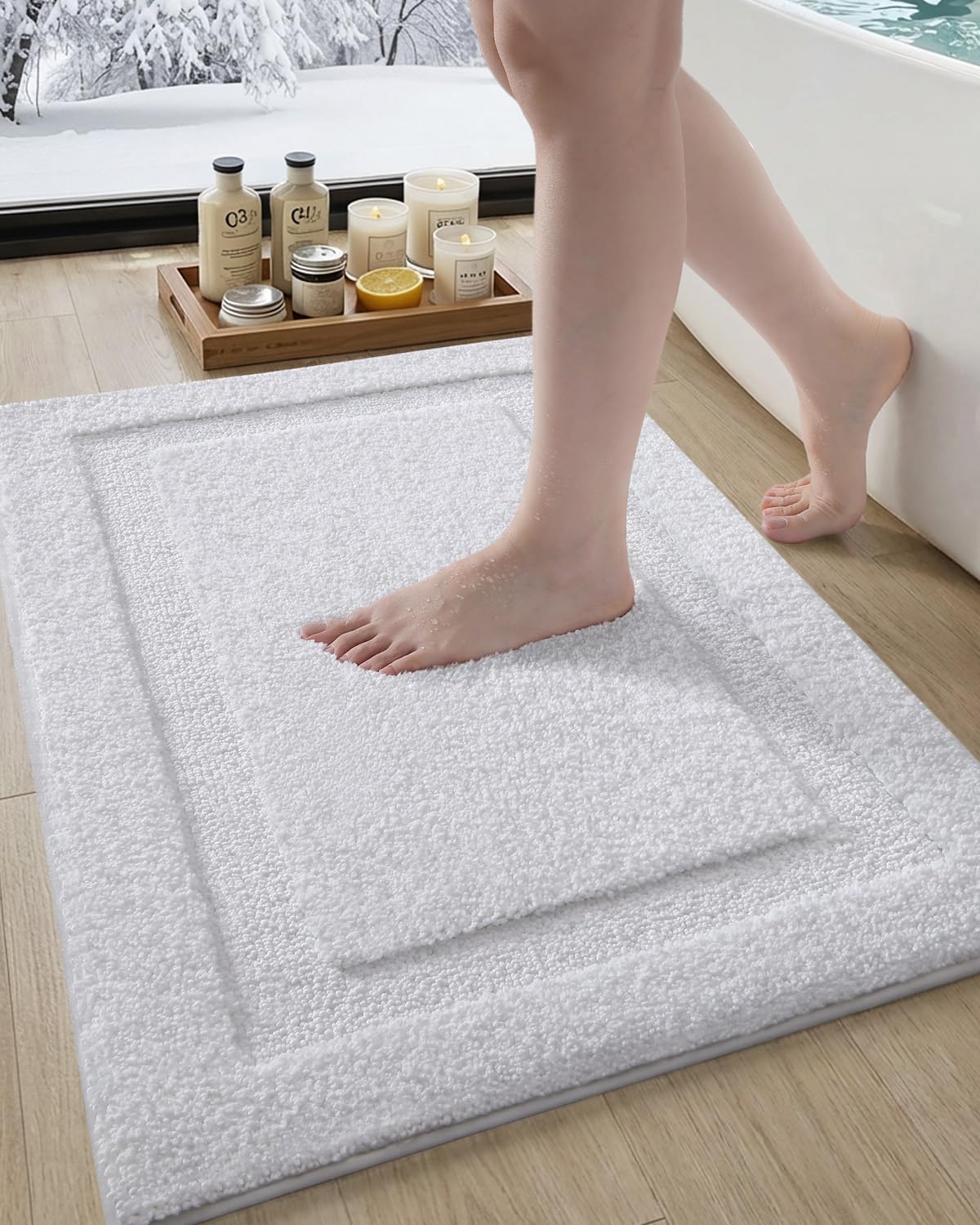 Color Geometry Bathroom Rugs Water Absorbent and Quick Dry Microfiber Bath Rugs-20x32 Non-Slip Machine Washable Extra Soft Plush