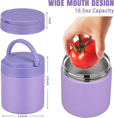 Miniatura 2 de Termo de sopa de 10.5oz para alimentos calientes, termo de alimentos aislado para niños y adultos con asa, boca ancha, recipiente de alimentos a