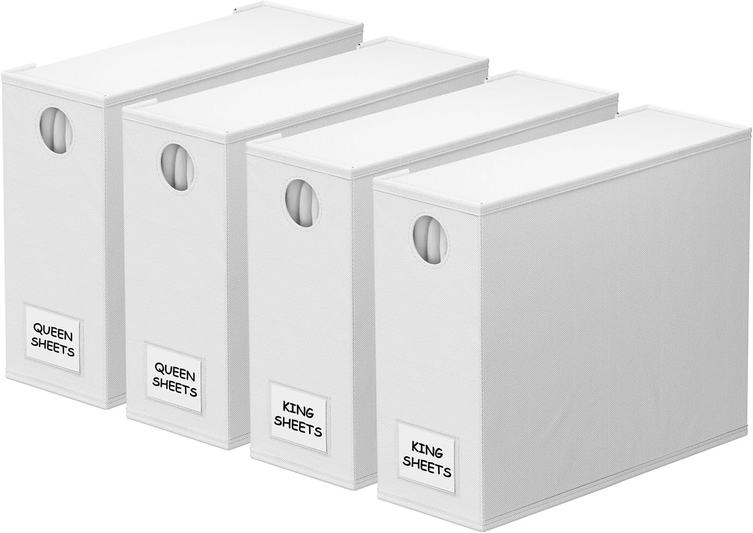 SpaceAid 4 Pack Bed Sheet Organizers and Storage, Foldable Sheet Organizer for Linen Closet, Sheets Set Folder Keeper with Window XL (Queen & King Size) Organizing Bedding Container, White