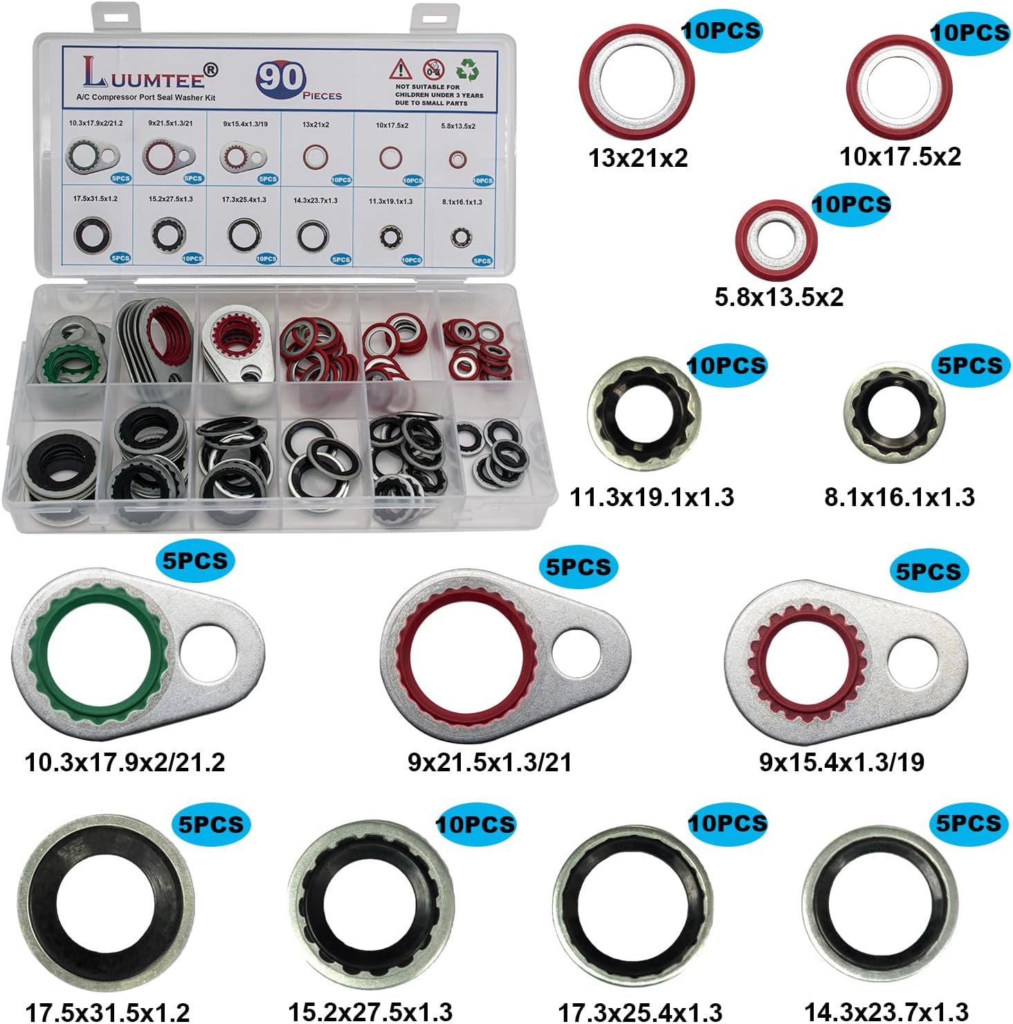 6 Set Car A/C Repair Kits,R134A Valve Core Remover Installer Tool Set+A/C Valve Core Kit+O-Ring Seals Kit+Charging Port Dust Caps+A/C Fuel Line Disconnect Tool Set+Compressor Gasket Seals(838PCS)