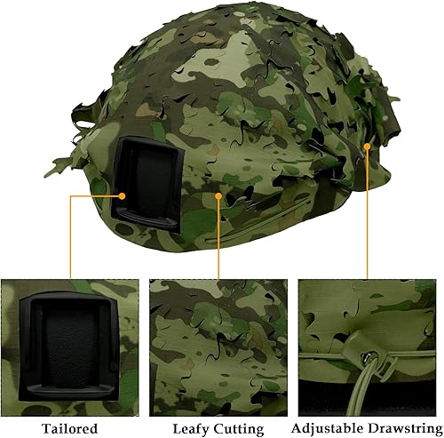 Vista 47 de LOOGU Funda táctica para casco, malla transpirable, camuflaje camuflaje casco cubierta ideal para combate táctico militar LOOGU SPRETTA.C MT frondoso