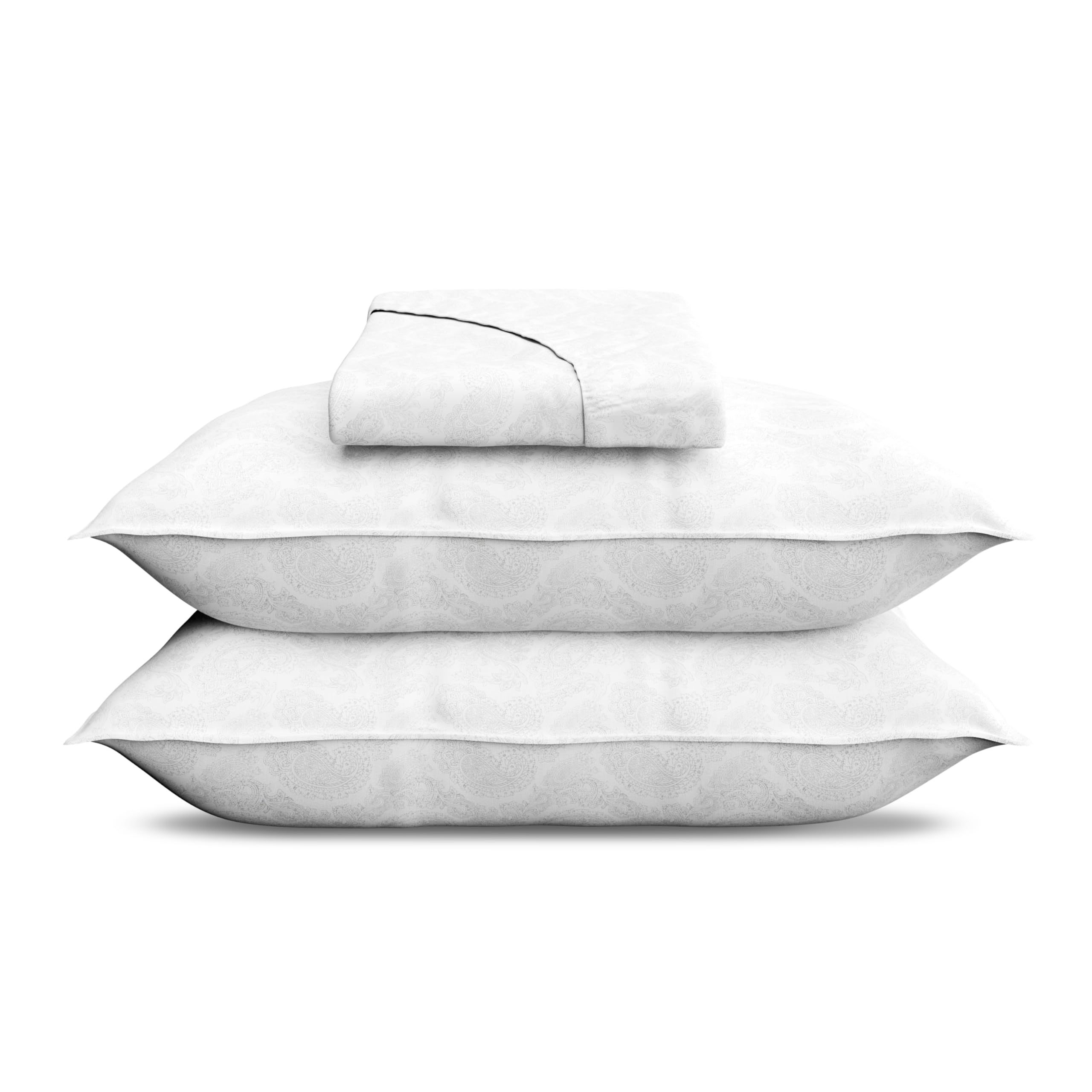 Color Sense 100% Cotton Double Fitted Sheet 120 x 200 + 33 CM with Pillow Cases 50 x 75 CM, Percale Weave, Soft & Cozy, 3pc Deep Pocket Fitted Sheet With 2 Pillowcases (Double, Maple Silver)