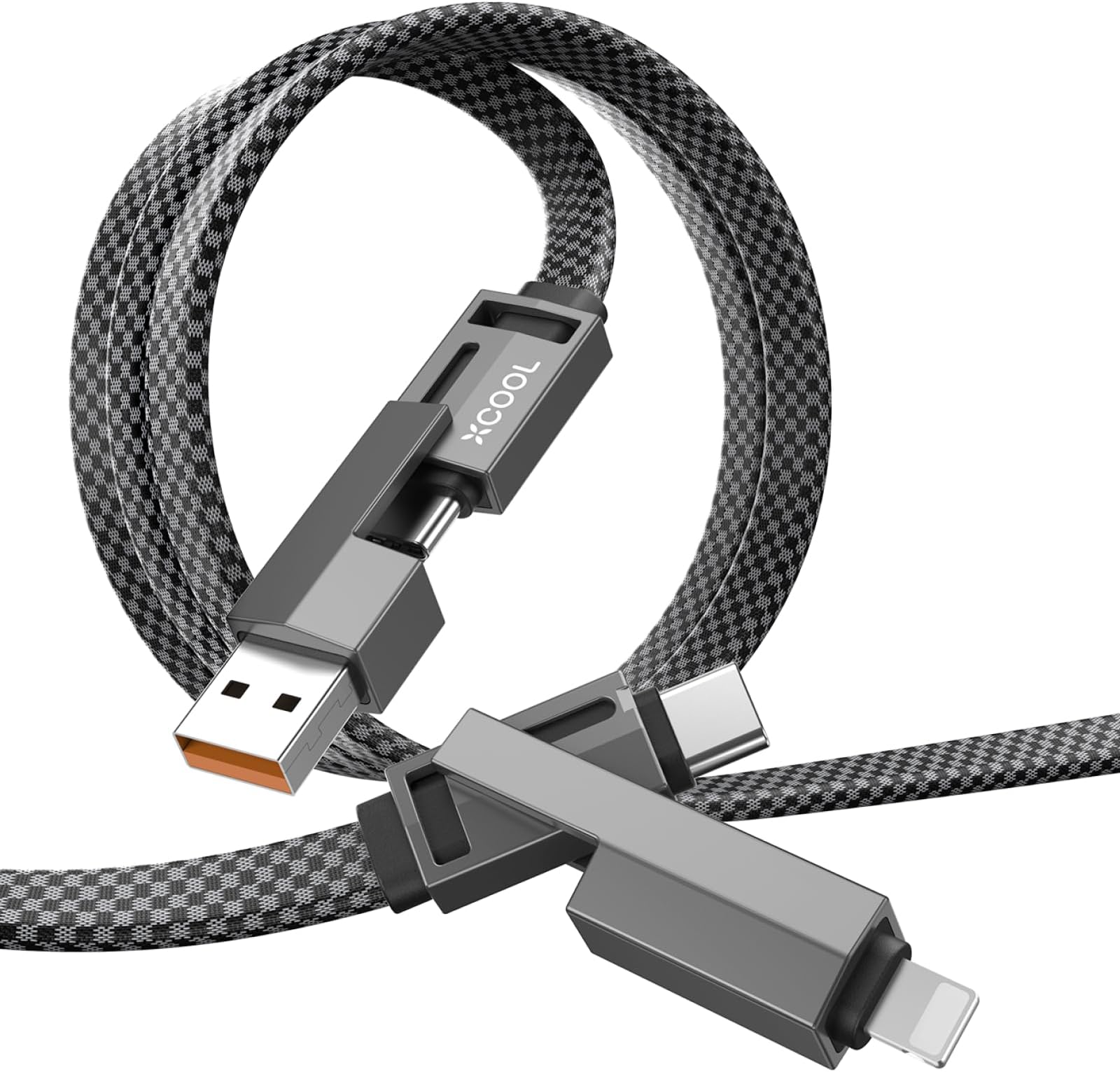 4-in-1 USB-C Cable (3ft), 100W C to C Fast Charging with Hook-and-Loop Management, Universal Charging Cable for MacBook, iPad, iPhone, Samsung, Gray