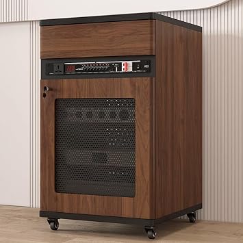Audio Rack, Media Storage Cabinet with U-bar, Breathable mesh Design, AV Media Stand with Ample Storage Space, Recording Studio Sturdy Media StandBrown,20.4x35.4/52x90cm