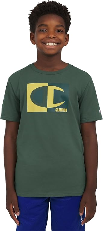 Champion Boys Graphic T-Shirt for Kids Short Sleeve Crewneck Cotton Blend Tee Shirts