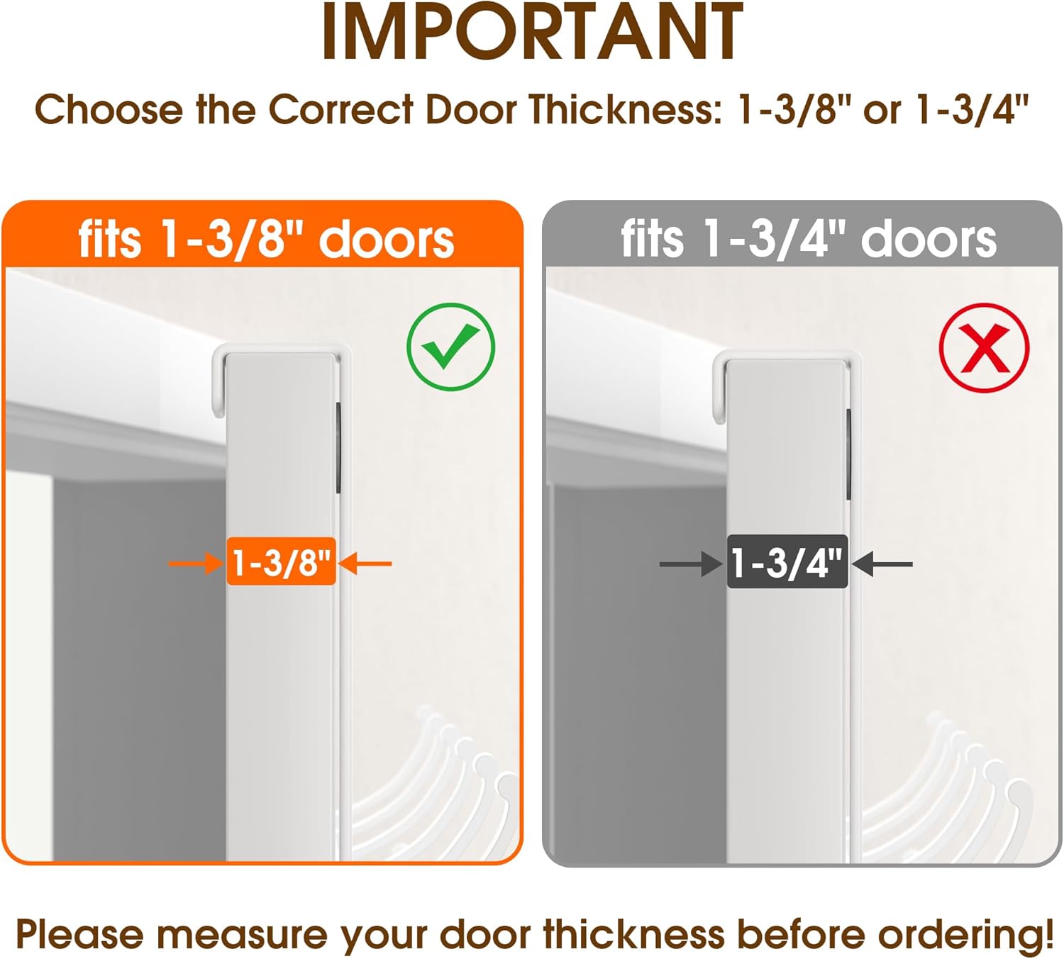 KitchLife Over The Door Hooks Hanger with 7 inches Extended Arms, Fits 1 3/8" Doors, F18U, Bathroom Towel Rack Organization, Thickened 6-Double Hook, Glossy White
