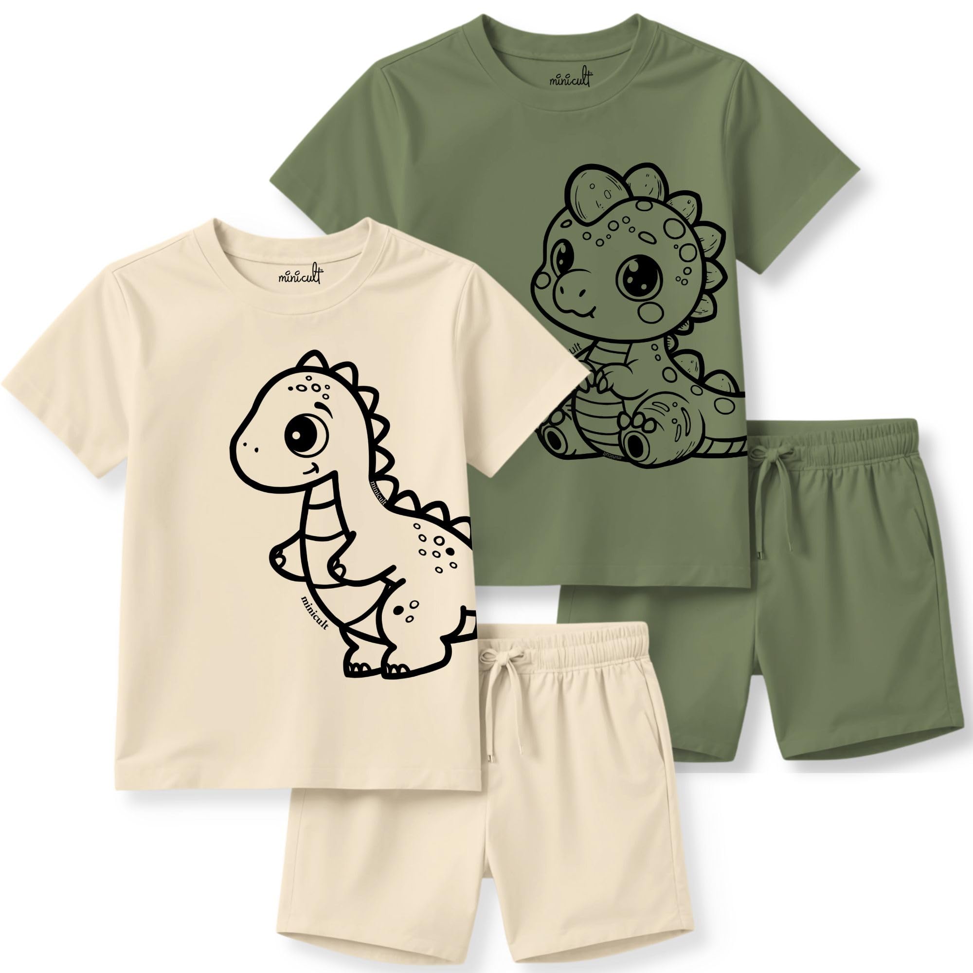 minicult kids Kids Cotton Shorts and Matching Tshirt Coord clothing set with Cute Prints Clothing Set (200gsm Cotton Fabric)(pack of 2)