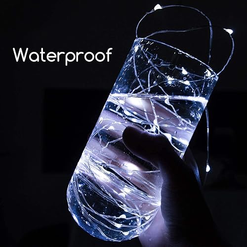 Miniatura 7 de ZNYCYE Guirnalda de 50 luces LED con temporizador, 6 unidades de 8.2 pies, 8 modos, funciona con pilas, mini tira de luces LED para bricolaje, boda,