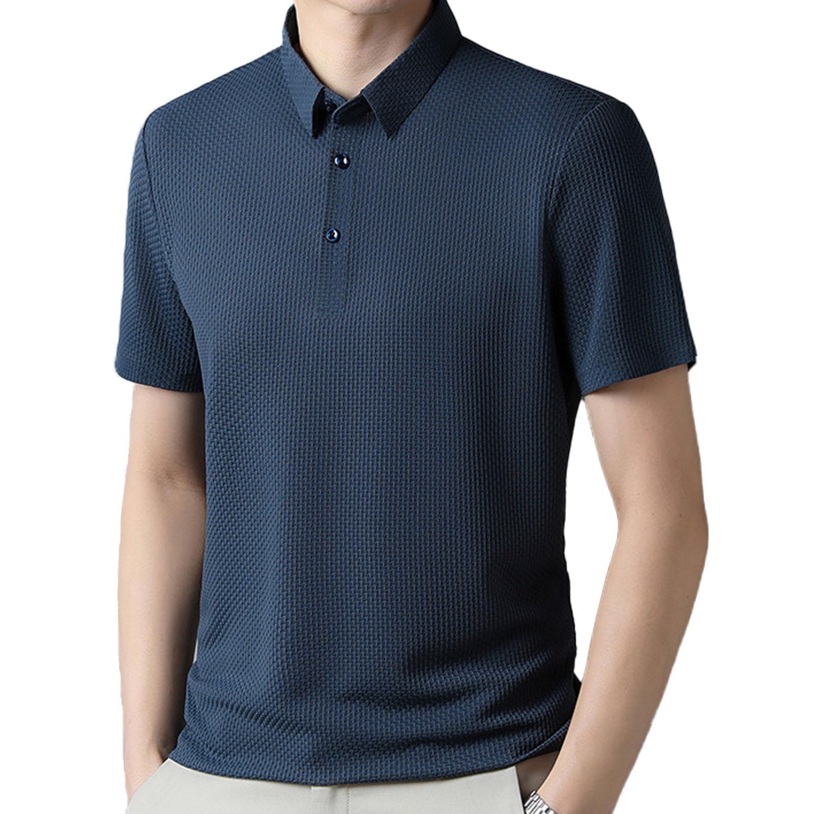 Flexpolo, polo da uomo in seta ghiacciata, traspirante, ricamata, classica, business, anti-pieghe, polo casual alla moda