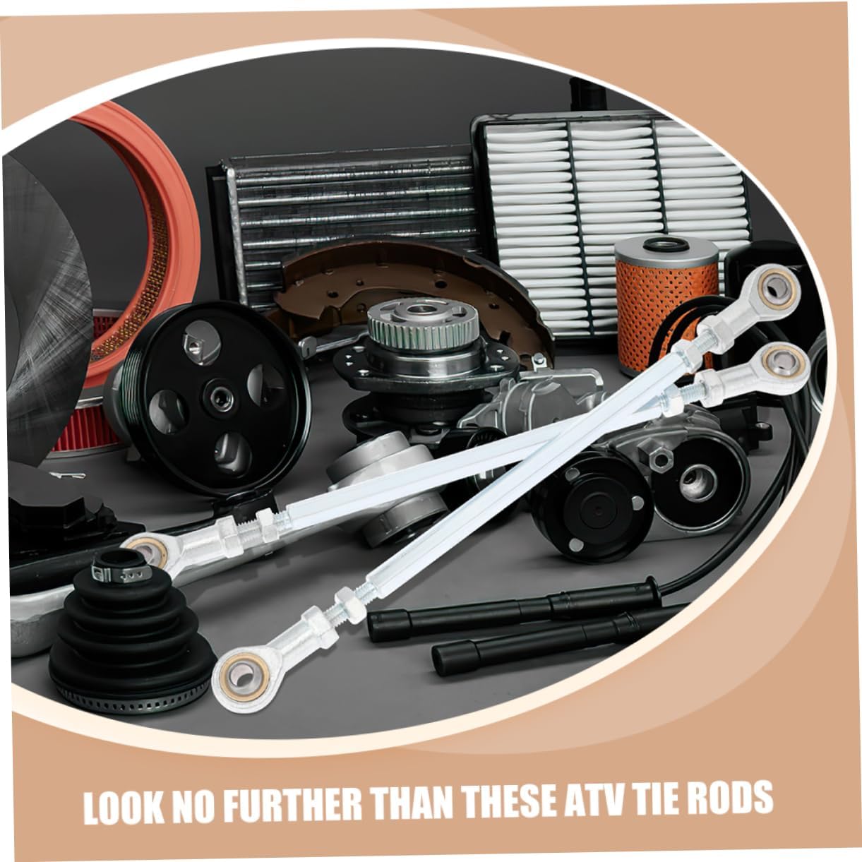 Cabilock 4pcs Mini Steering Stem Tie Rod Assembly Kit for ATV Repair Compatible Beach Cart Accessories