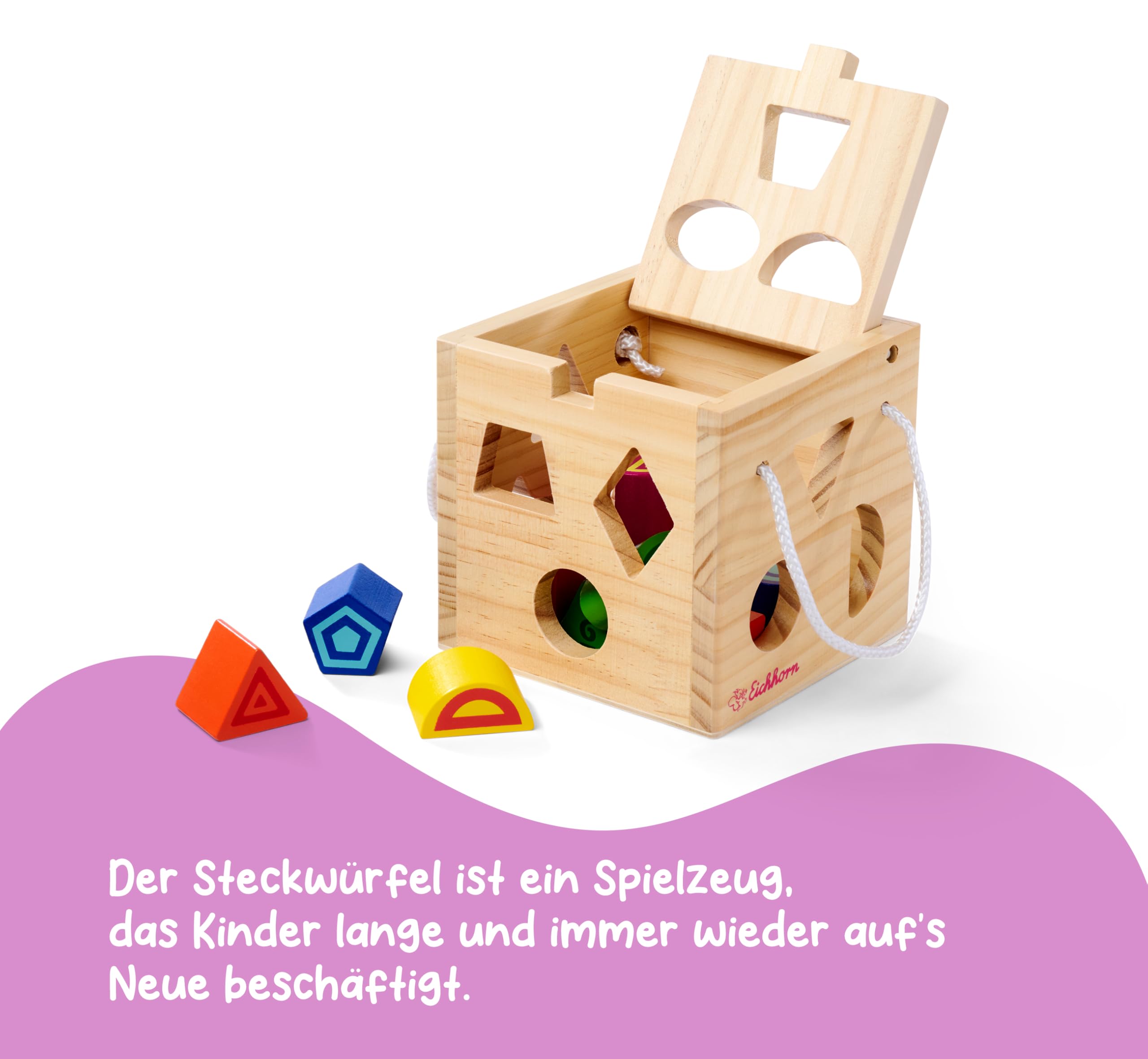 Eichhorn - Cubo piezas encajables de madera, 13 piezas (100002092)