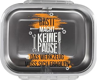 Herz & Heim® Personalisierte Brotdose aus Edelstahl mit Name oder Wunschtext – Motive für Männer – Individuelle Lunchbox aus Metall mit Tritan-Deckel & Silikondichtung (Handwerker)