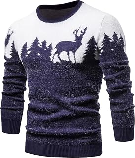 SHINROAD Men's Sweater Knit Top Winter Round Neck Long Sleeves Knitting Loose Christmas Autumn Sweater Daily Wear