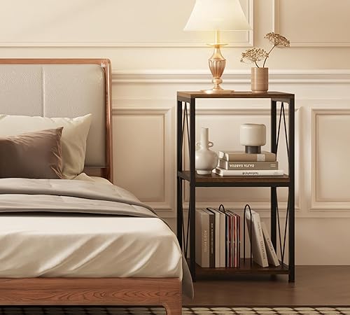 Miniatura 5 de Y&M Soporte para tocadiscos con almacenamiento de vinilo, mesa de exhibición de 3 niveles para CD de álbum, soporte para tocadiscos, mesa auxiliar