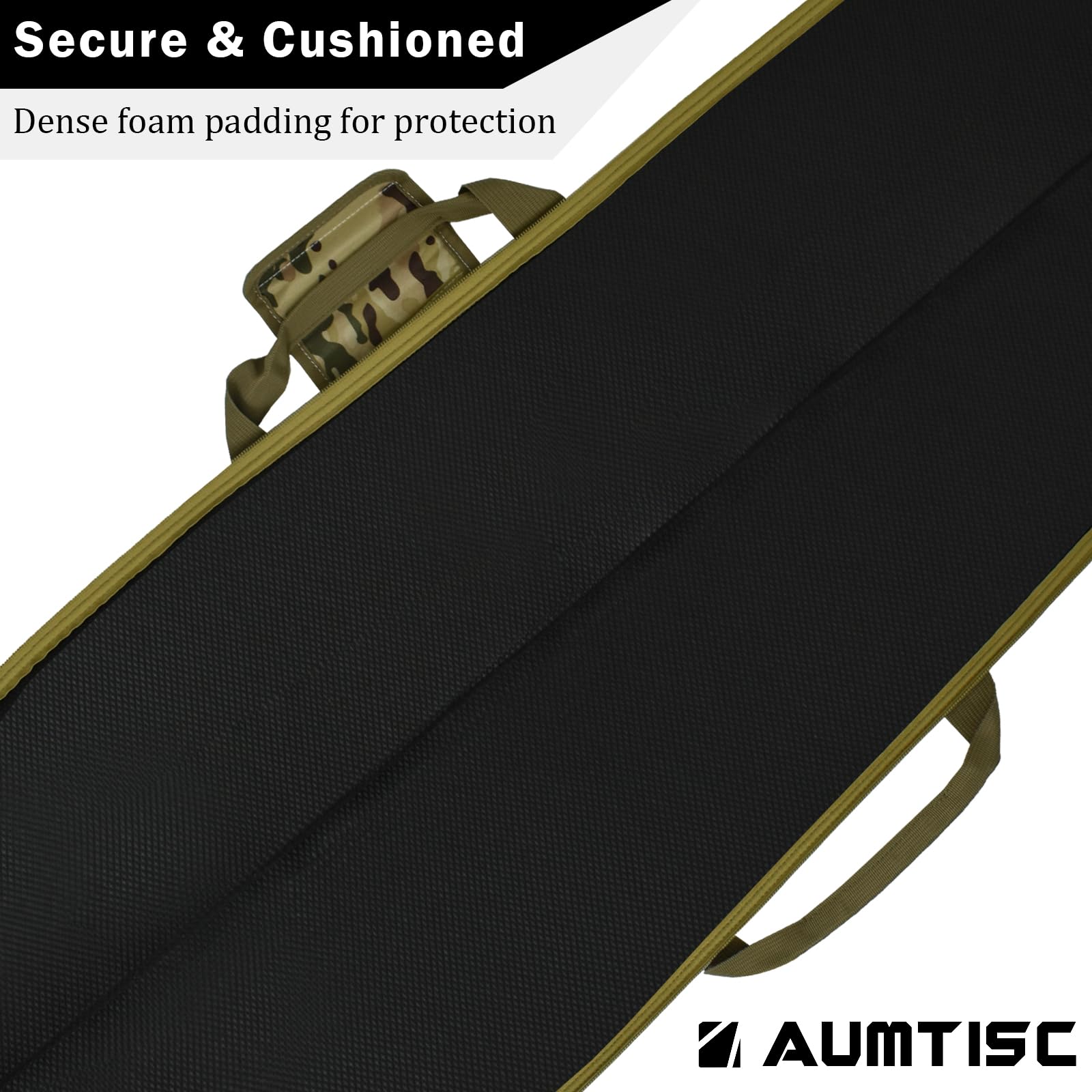 AUMTISC Maleta Rifle Escopeta, Estuche Transporte Armas Largas, Caza Tiro, Espuma Acolchada