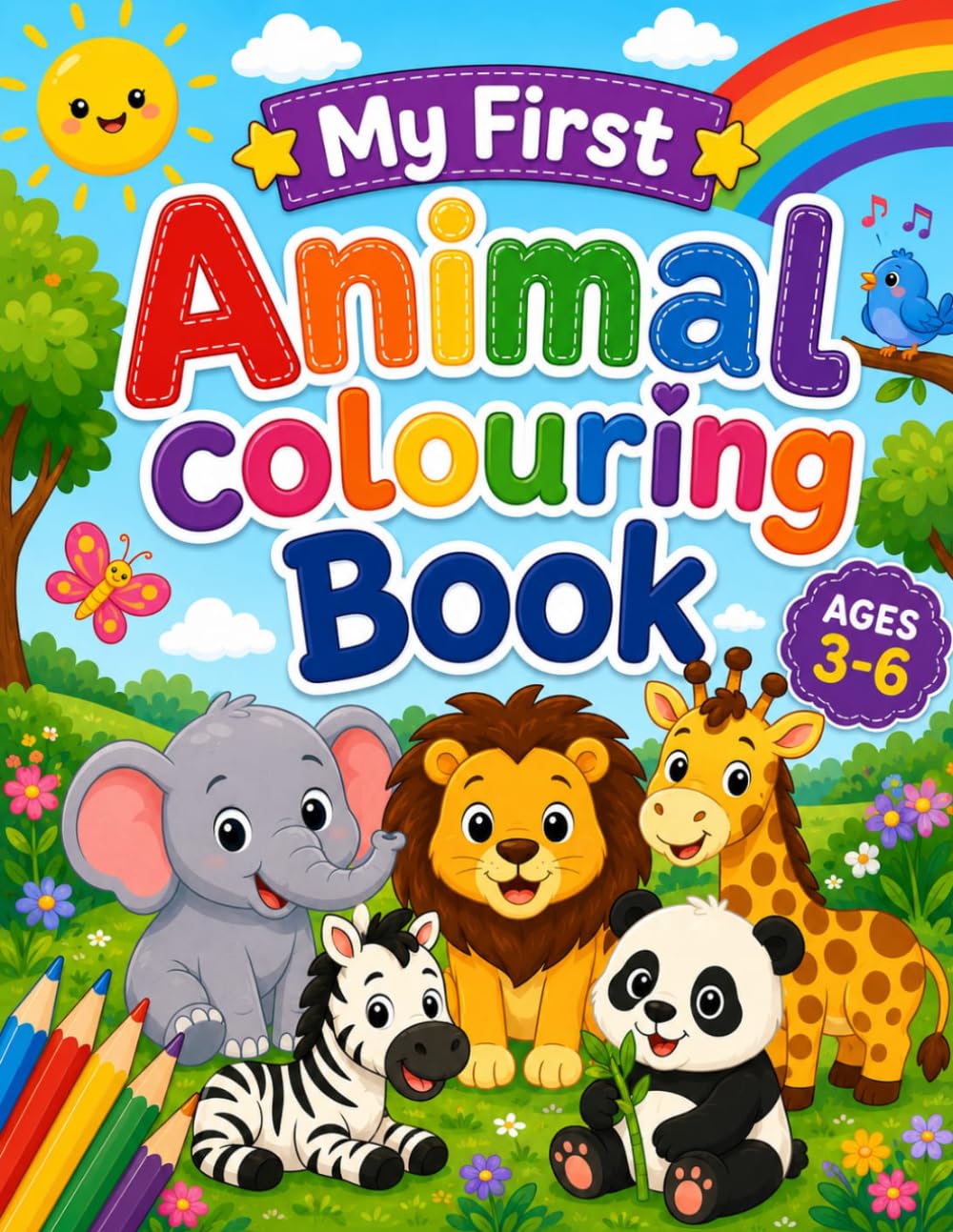 Cute Animals Coloring Book for Kids Ages 3–6: Fun and Easy Animal Coloring Pages with Bold Lines for Toddlers, Preschoolers, and Kindergarten Children