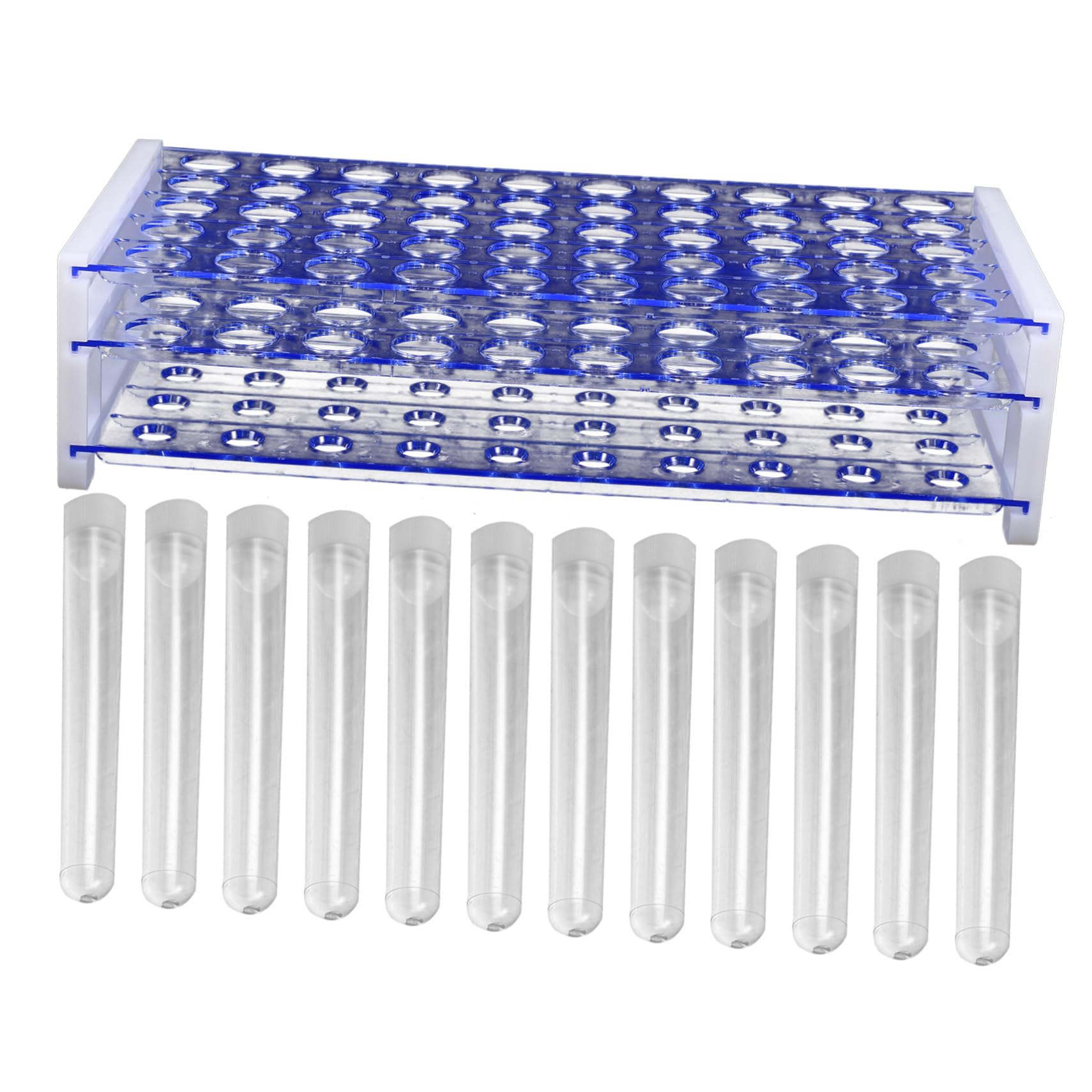 FUNOMOCYA Plastic Test Tube Container Lids 100pcs Science Laboratory Tubes for Chemical Experiments and Daily Storage Random