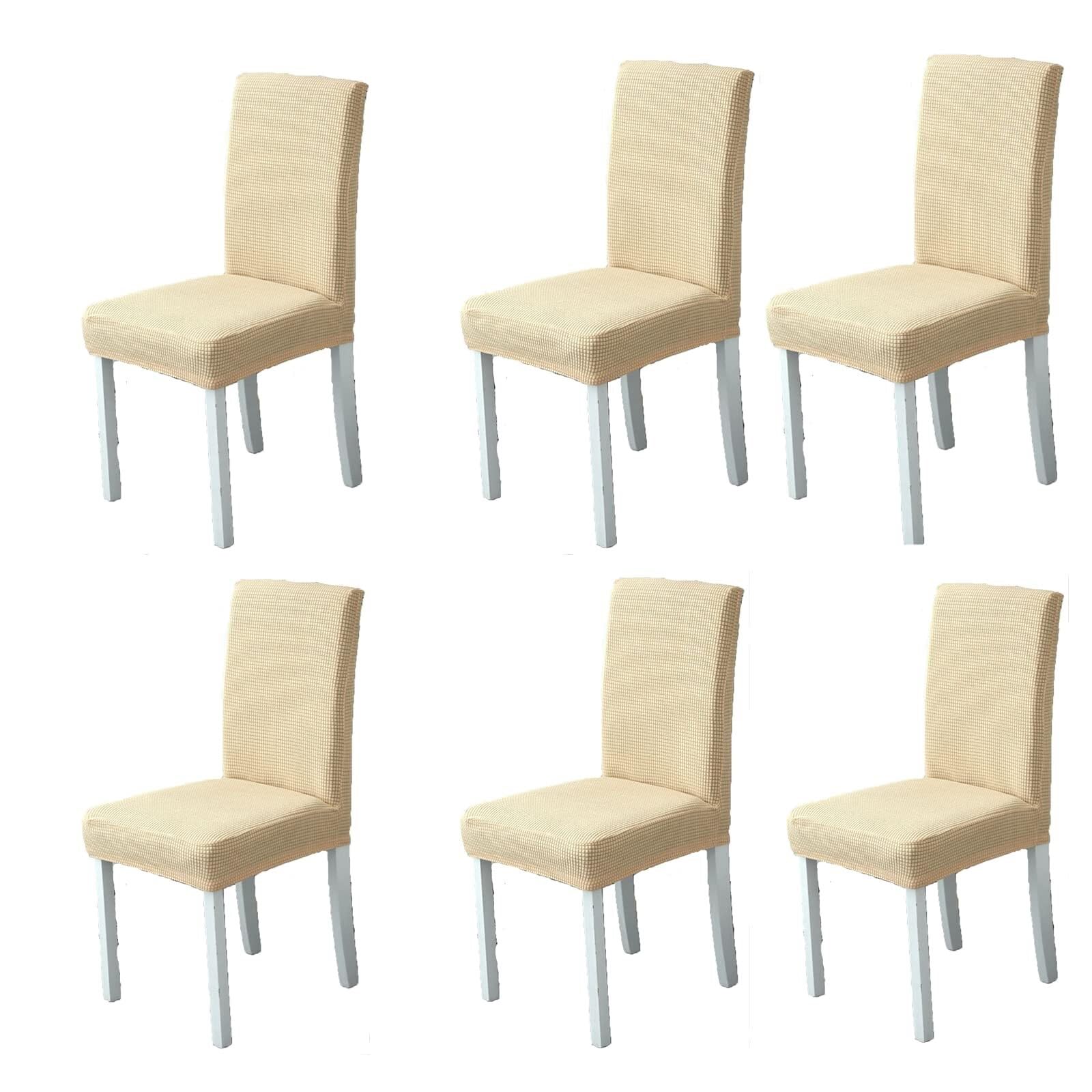 NMVAWIPT Elastic Spandex Chair Covers, Jacquard Slipcovers Stretch Removable Washable Protecter For Bar Hotel Wedding(4#,6pcs)