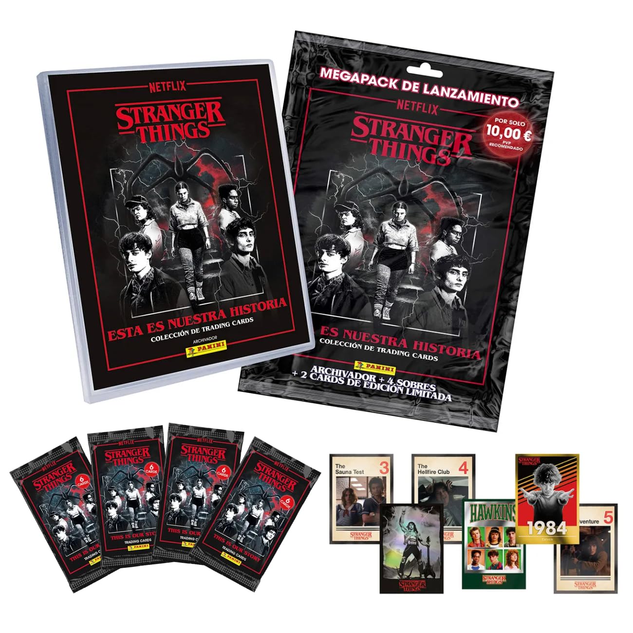 Album Stranger Things Cromos | Megapack Stranger Things Panini Trading Cards 2026 | Album Cromos Colección Oficial Netflix + 4 Sobres + 2 Cartas Edición Limitada