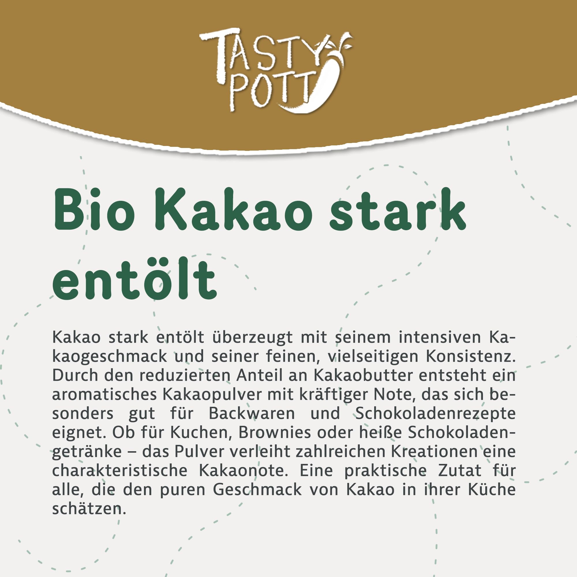 Tasty Pott Bio Kakao, STARK entölt I Kakaopulver I Cacao I Zum Backen I Für Müsli und Porridge I Desserts Kochen I Vegane Ernärhung I Im Beutel 1000g (2x1000g)