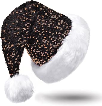 Sequin Santa Hat for Adults, Sequin Christmas Hat for New Year Party Christmas Costume Supplies