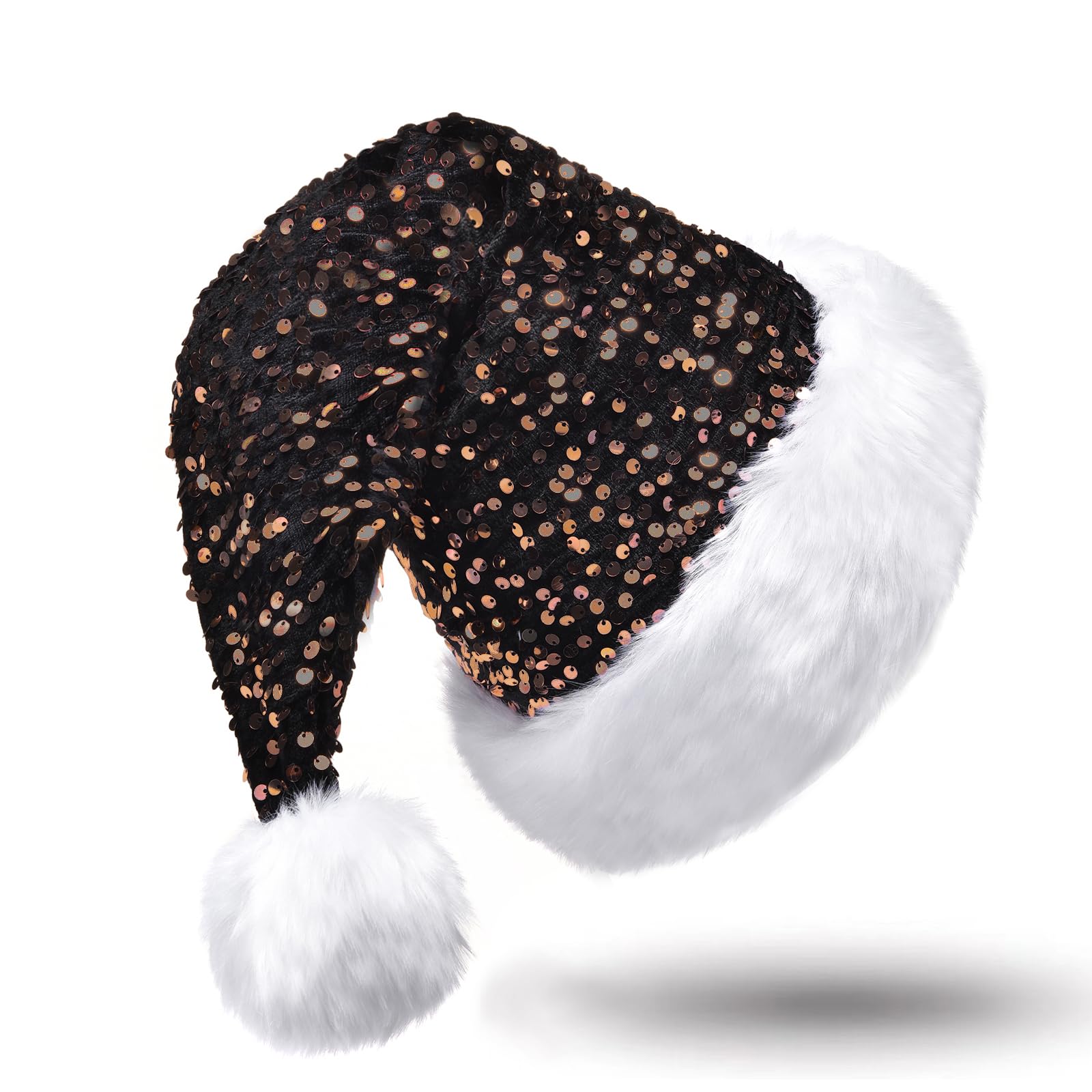 HavanySkr Sequin Santa Hat for Adults, Sequin Christmas Hat for New Year Party Christmas Costume Supplies