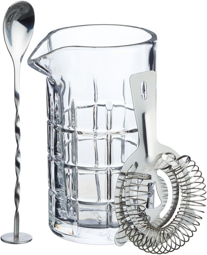 Bar Craft Cut Glass Effect Cocktail Mixing Set, 500ml, Gift Boxed