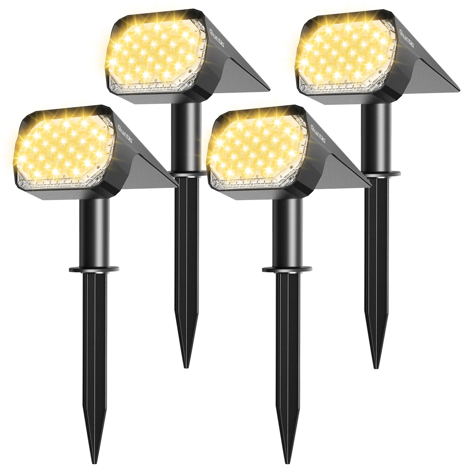 Quntis 4Pcs Focos Solares para Exterior — Quntis 2 en 1 Lámparas Solar Jardin