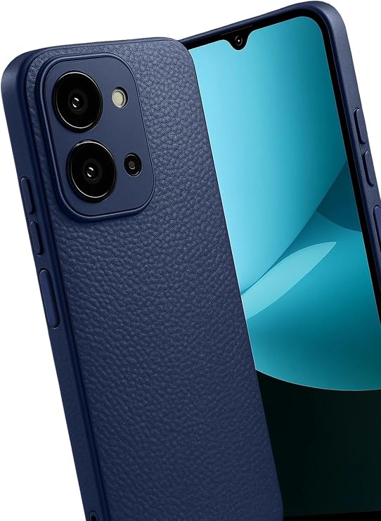 Coverzone Xiaomi Redmi 15C ile uyumlu Kılıf Deri Görünümlü Thermax Silikon kılıf Kamera Korumalı Kompakt Tasarım Redmi 15C 5G için Deri Görünüm Kapak Lacivert