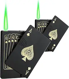 Zoocura Pacote com 2 isqueiros de tocha de jato verde recarregável isqueiro de butano metal à prova de vento ao ar livre, presente para homens (sem gás)