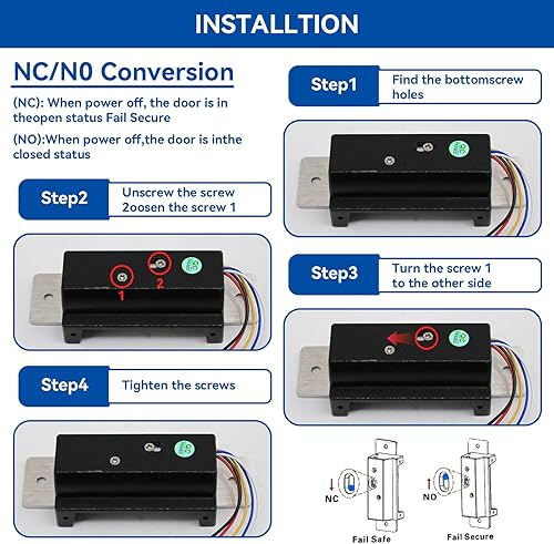 Miniatura 10 de Cerradura de puerta eléctrica resistente estándar ANSI para sistema de control de acceso de puerta, seguro a prueba de fallos, control de acceso