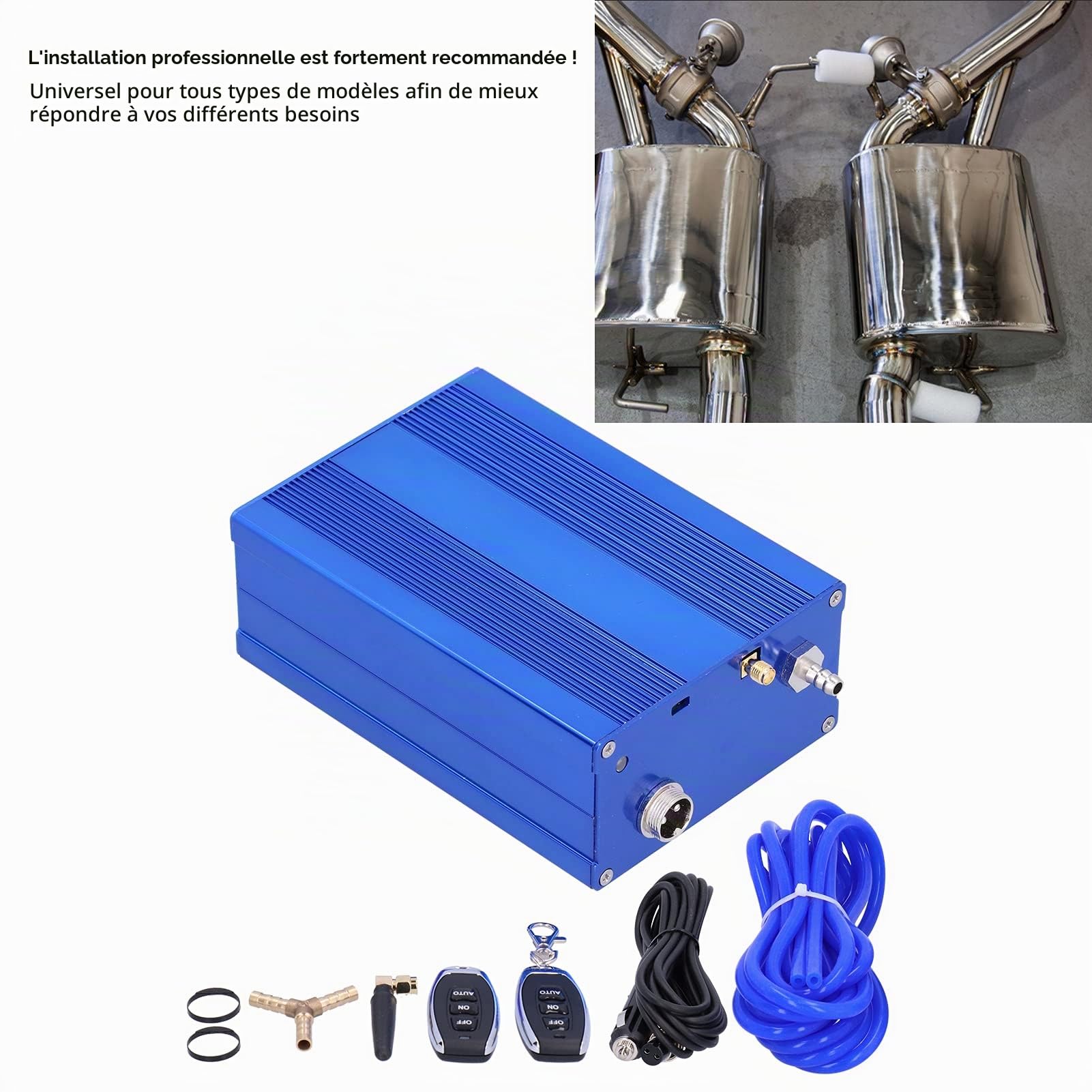 Ensemble de Contrôleur de Pompe à Vide, Kit de Soupape D'échappement de Voiture Dispositif de Contrôleur de Vide à Télécommande électrique Composants Automobiles Bleus