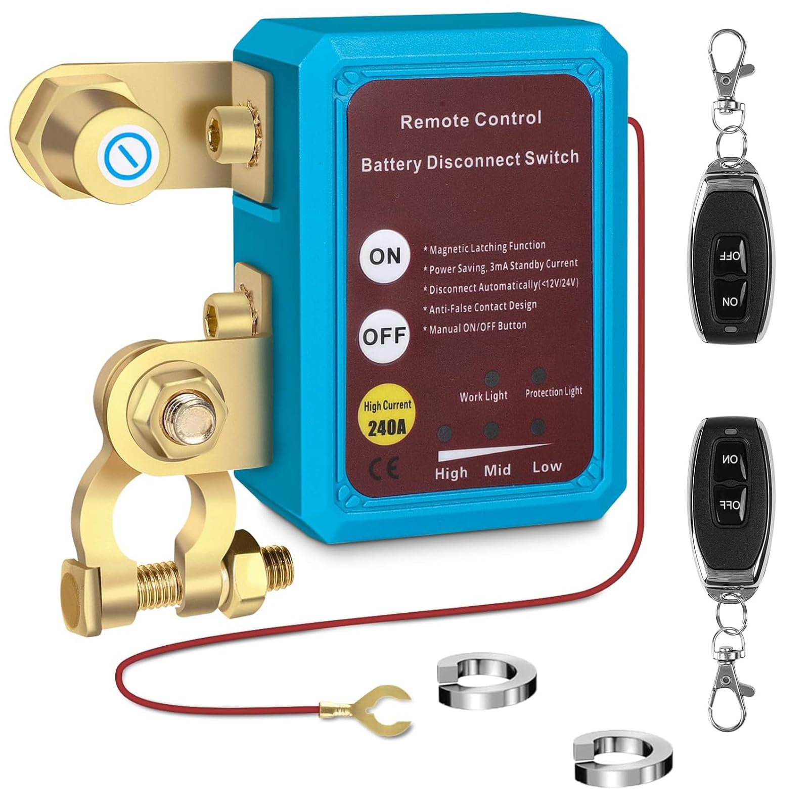 Stacca Batteria Auto 12V Remoto - Interruttore Antifurto Con Telecomando 100m, Taglio Automatico 240A Per Auto E Barche - Foto 3