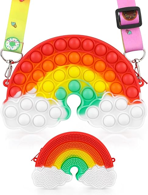 Vofolen Gaint Poppet Bag Fidget Bag for Kids Large Girls Toys Lovely Pop Purse Rainbow Bag Stress Relief and Anti-Anxiety To