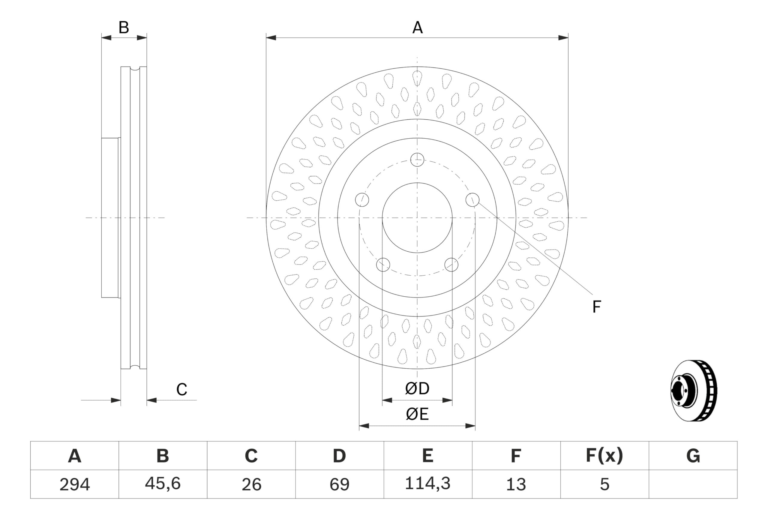 BOSCH Set Dischi Freno BD1581 - Dischi Freno Solidi di 294mm - Asse Anteriore - Conformi al regolamento ECE-R90 - Lunga Durata, Anticorrosione Avanzata - 2 Dischi
