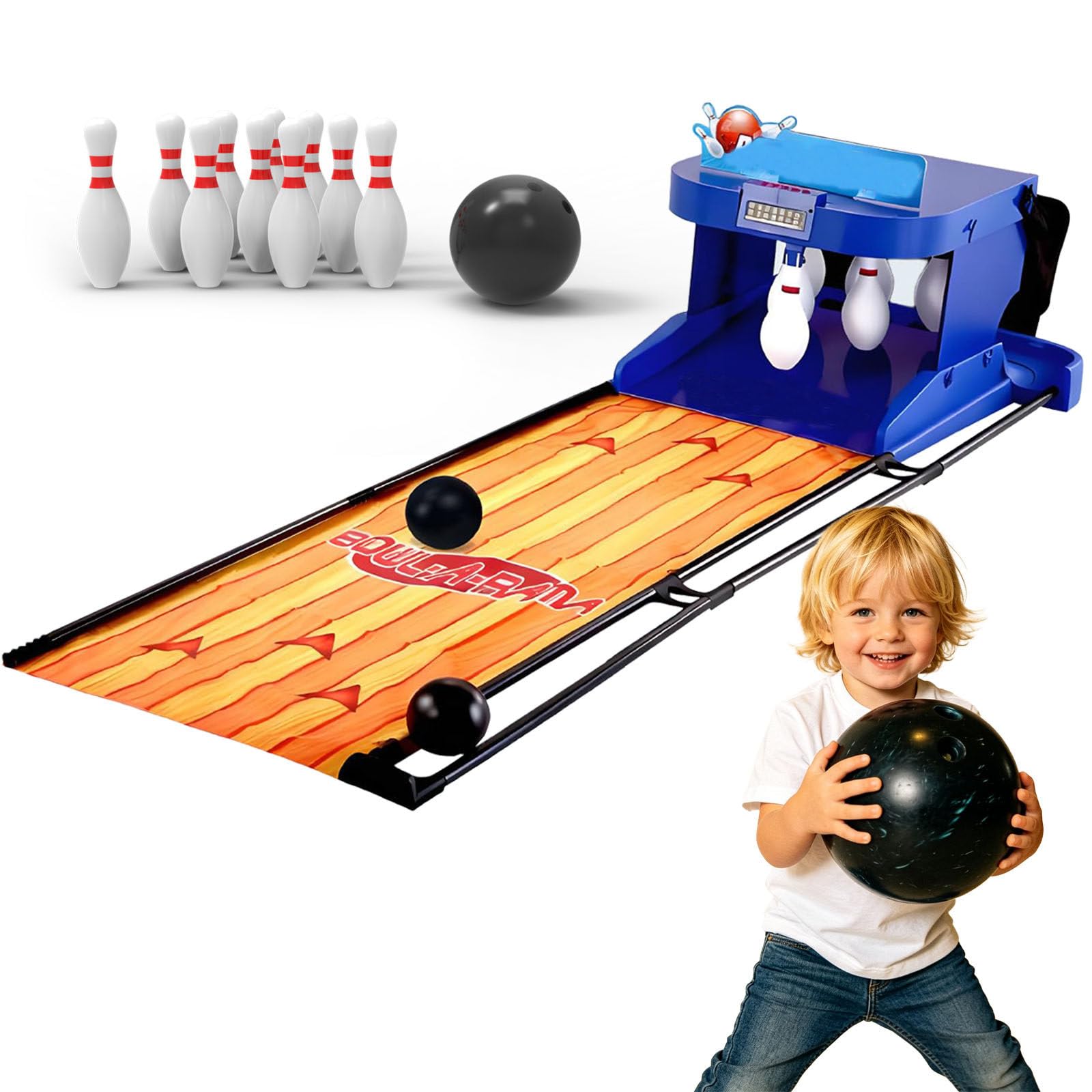 Juego de Bolos electrónico,Pantalla LED Inteligente y Retorno automático.El Marcador LED enseña a Contar y Hacer cálculos.Convierte el Juego en Desarrollo Activo de Cuerpo y Mente 2m/6ft