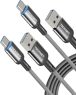 TECKNET USB C Charger Cable, 3.3A 2Pack 2M Type C Charger Fast Charging, USB-A to USB-C Charger Cable Nylon Braided Data Lead for MacBook Samsung Galaxy S22 S21 S20 Google Pixel Xiaomi Sony Xperia