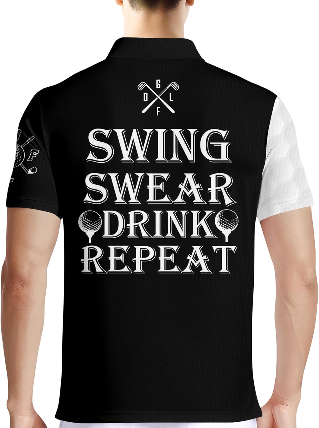 HIVICHI Funny Golf Shirts for Men Crazy Print Pattern Colorful Wild Novelty Performance Moisture Wicking Mens Polo Shirt