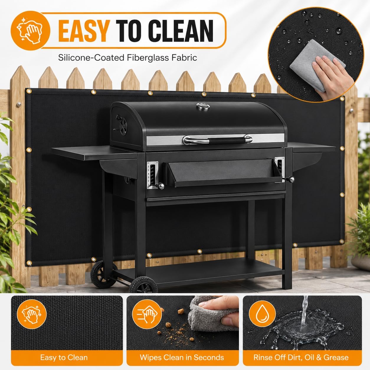 FLASLD Heat Shield Behind Grill, Fireproof Cover and Screen Protect Deck Railing from Grill, BBQ Fence Heat Shield for Wood Stove, Deck Railing Protector for Grill, Fireplace