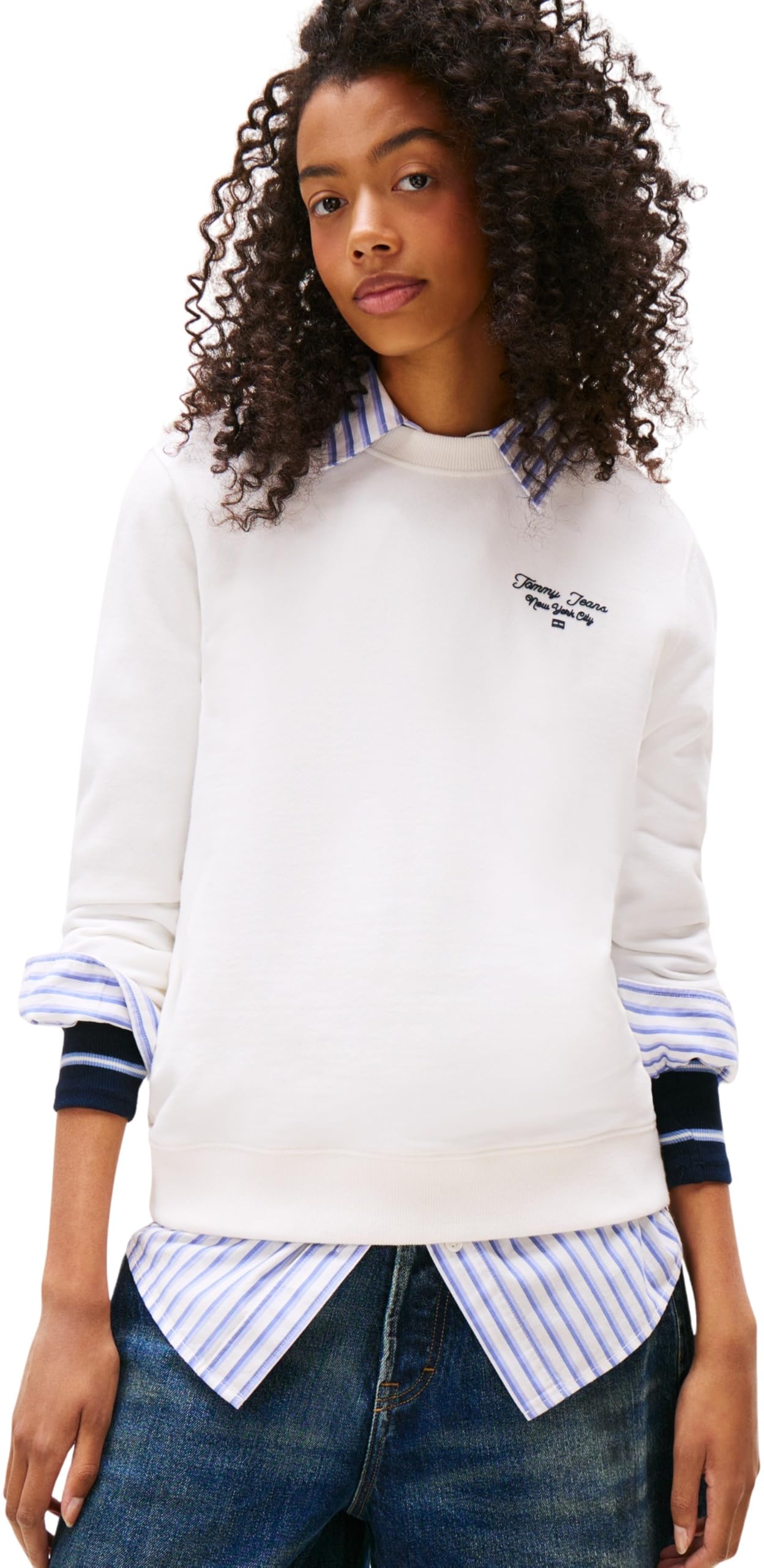 Tommy Jeans Donna Felpa Logo in Cotone