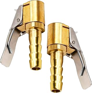 Skyzone Tire Air Chuck with Clip Adapter,2 pcs Brass Tyre Valve Clips Tyre Inflator Air Compressor,Car Air Pump Threaded Nozzle Adapter,Open End Car Truck Tyre Inflator Connector for Wheels