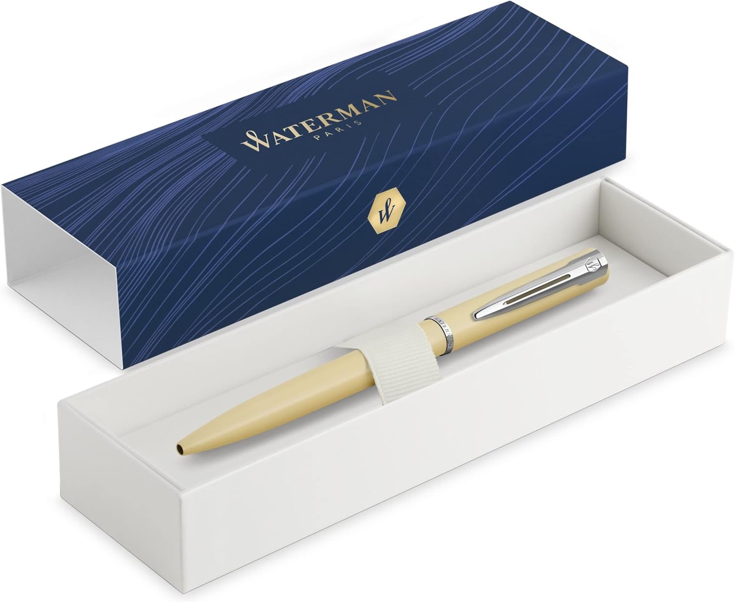 Waterman Allure Ballpoint Pen | Citron Yellow Matte Lacquer with Chrome Trim | Medium Point | Blue Ink | With Gift Box