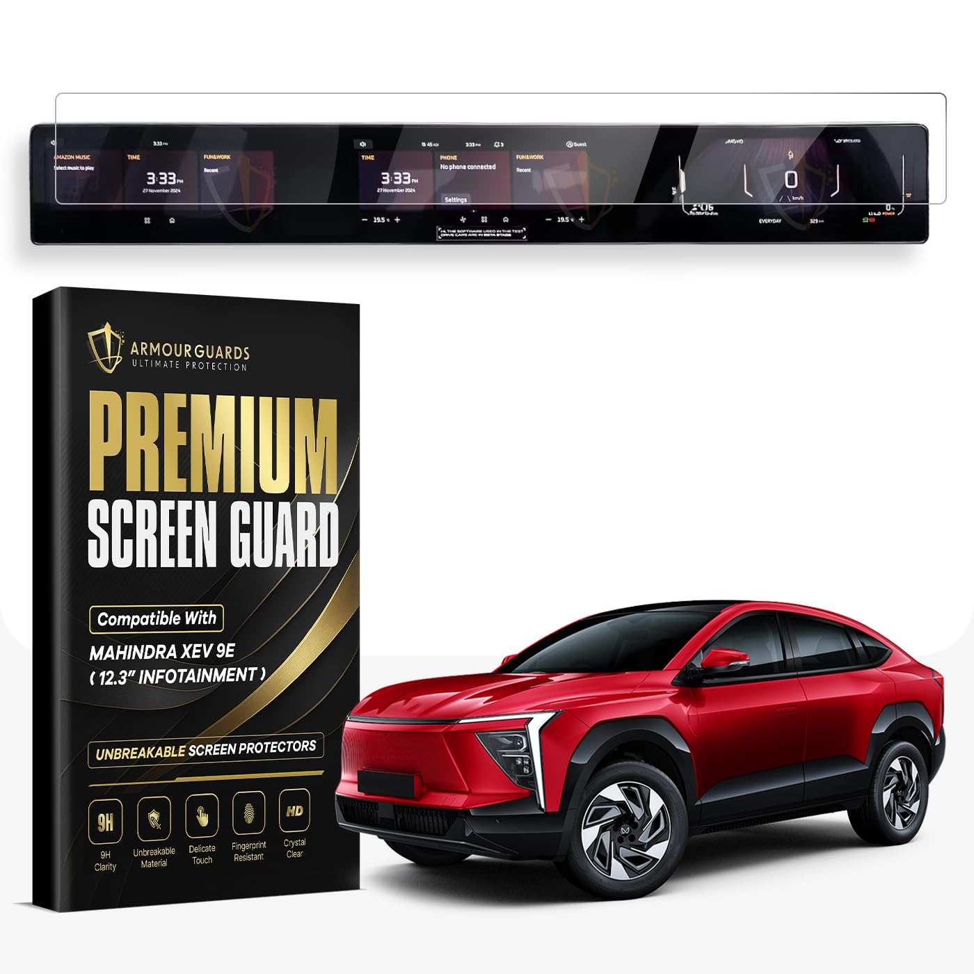 ARMOUR GUARDS Screen Guard For NEW MAHINDRA XEV 9E Full Touchscreen Display Protector of Dashboard + Infotainment & Instrument Cluster Screen || XEV9e Car 9H Accessory 2025 [Not Tempered Glass]-image-25