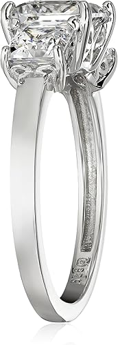 Miniatura 4 de Tienda Essentials Anillo de plata de ley chapada en platino o oro con 3 piedras de corte princesa hecho con circonitas Infinite Elements