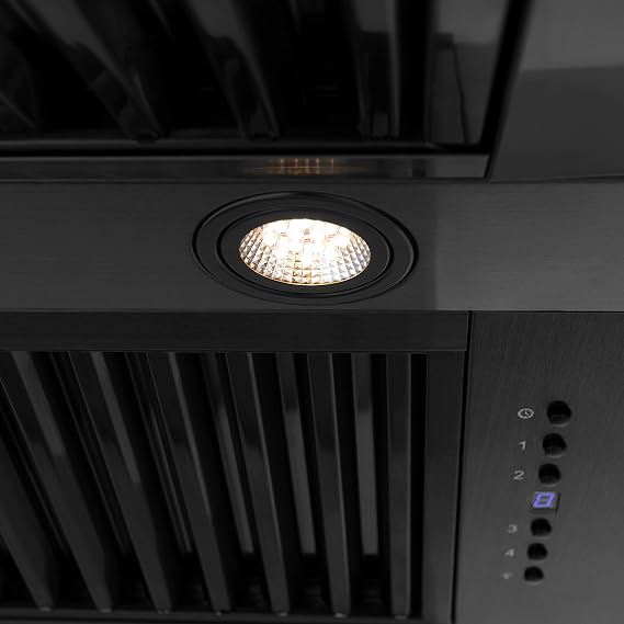ZLINE 48 Black Stainless Steel Range Hood with Champagne Bronze Handle (BS655Z-48-CB)