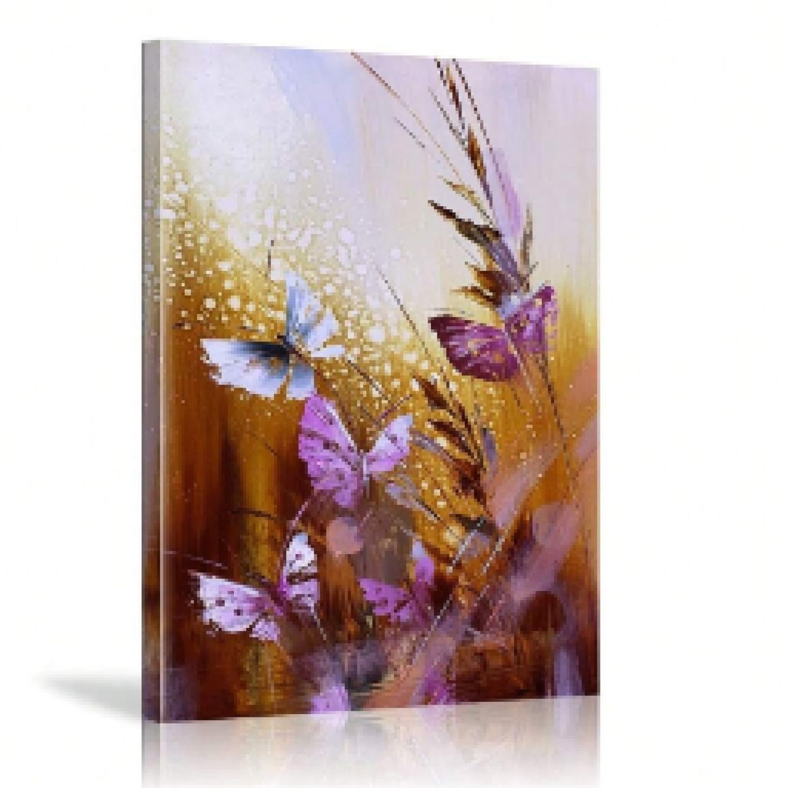 Peinture abstraite ailes papillon fleur bleue affiche moderne - 8